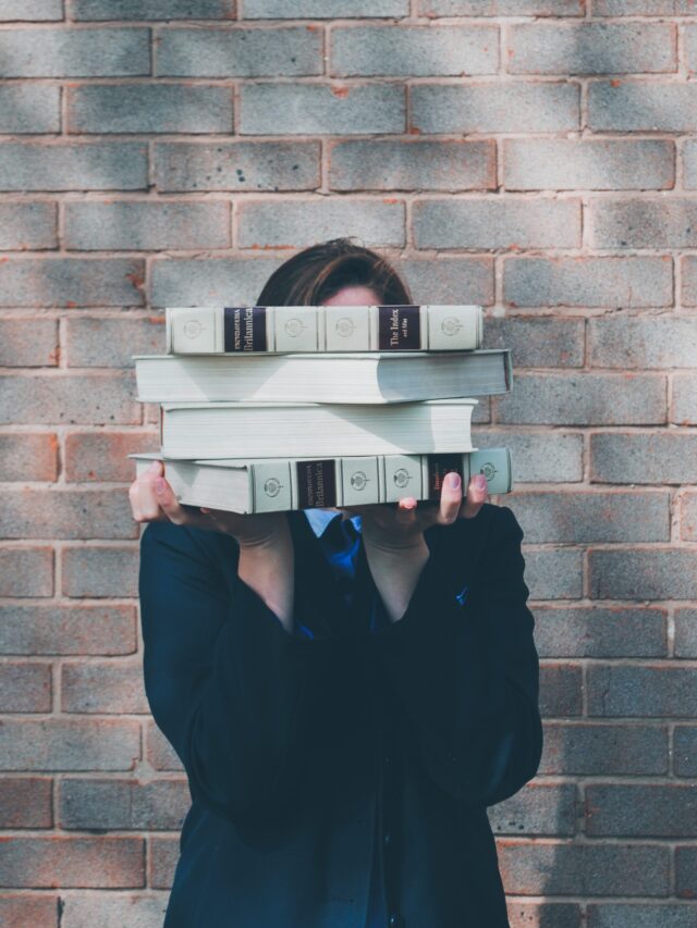 A girl with books